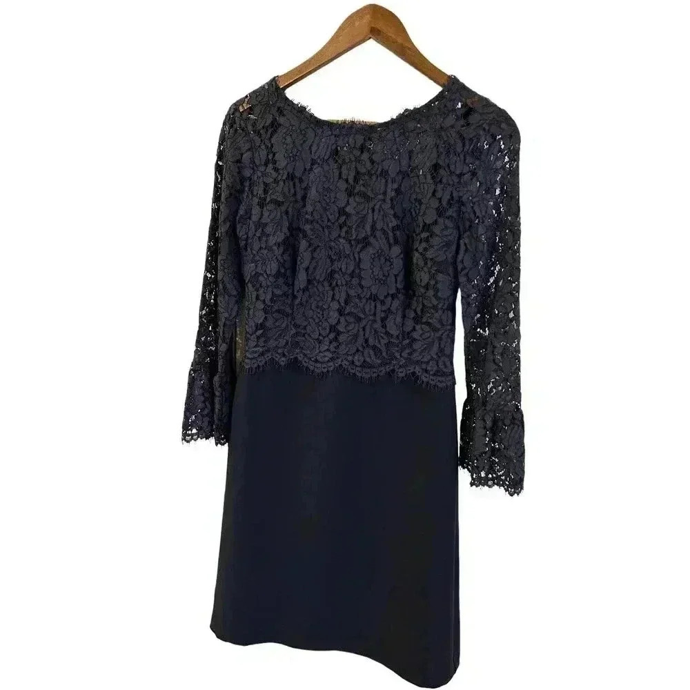 RSVP by TALBOTS Scalloped Edge Lace Blue Sheath Dress Size 6